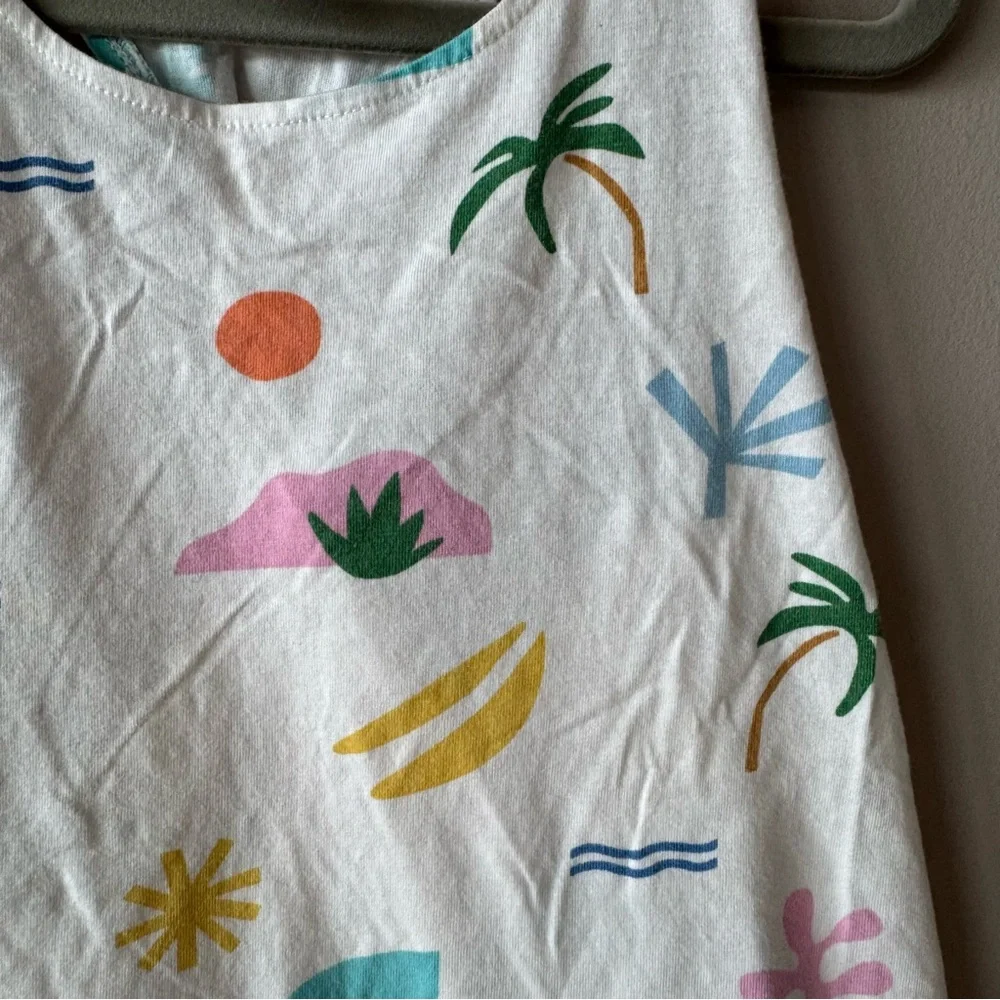 Zara Kids Girls 100% Cotton Island Palm‎ Tree Racerback Tank Top Size 9